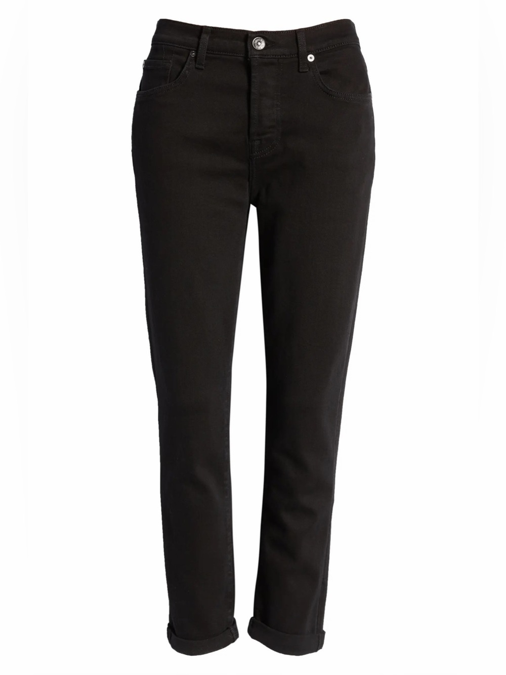 7 for All Mankind Josefina Jeans Boyfriend Slim Straight Black 31 NEW NWT